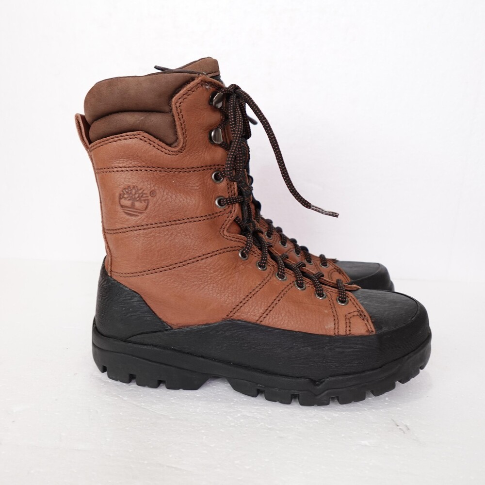 Timberland Boots Mens Size 7 Brown Black Leather Hiking Lace Up Outdoor 48004